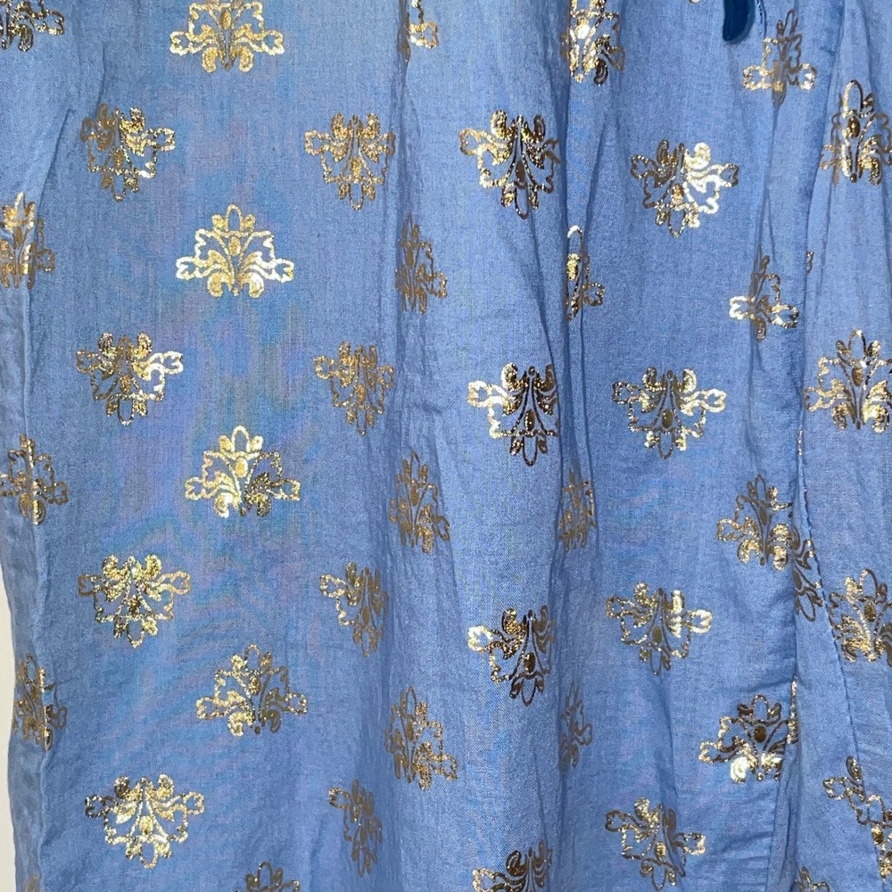Disney Pajama Pants Women's Medium Blue Gold Damask Print Lounge Sleepwear - Picture 13 of 13